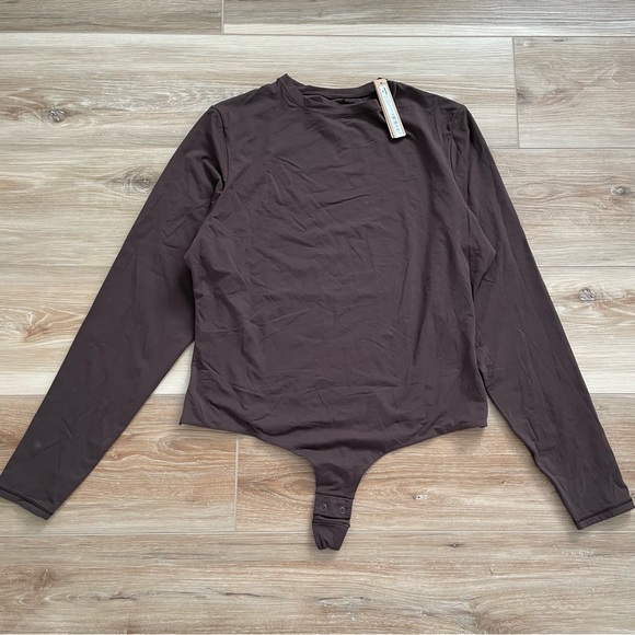 SKIMS Fits Everybody Long Sleeve Crew Neck Bodysuit Espresso 2X - Picture 1 of 10